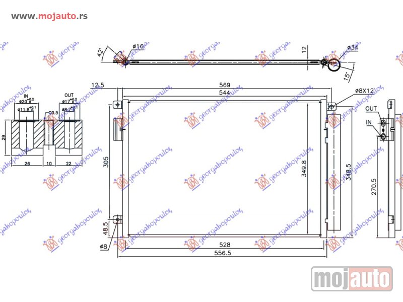 Glavna slika -  HLADNJAK KLIME 0.9 TWIN AIR TURBO (544x350x12) Fiat 500 07-15 -dostupno - MojAuto