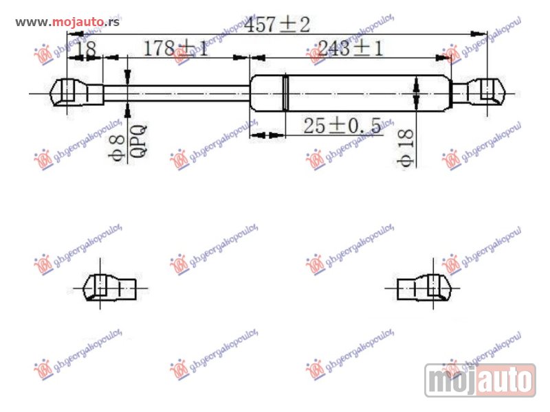 Glavna slika -  AMORTIZER GEPEK VRATA (460L-350N) Fiat 500 07-15 -dostupno - MojAuto