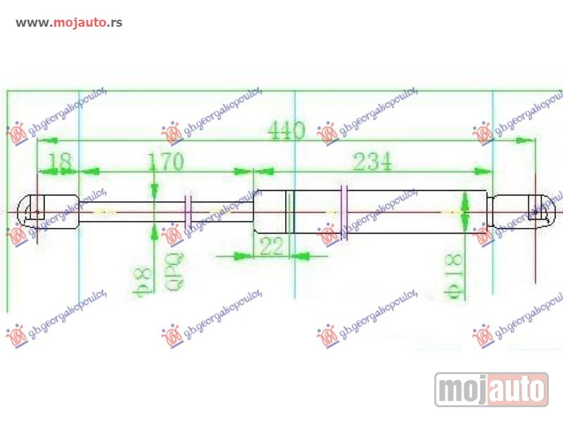 Glavna slika -  AMORTIZER GEPEK VRATA 3 VRATA (440L-470N) Mitsubishi colt 05-08 -dostupno - MojAuto