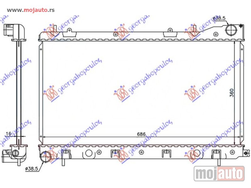 Glavna slika -  HLADNJAK MOTORA 2.0/2.5 ????IN (MAN) (360x676x16) Subaru forester 02-08 -dostupno - MojAuto