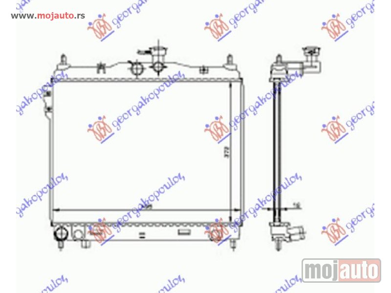 Glavna slika -  HLADNJAK MOTORA 1.6CC (+/-AC) (50x38) VENTILATOR 33cm Hyundai getz 02-05 -dostupno - MojAuto