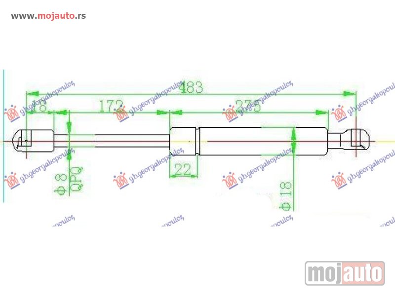 Glavna slika -  AMORTIZER GEPEK VRATA (483L-370N) Hyundai getz 02-05 -dostupno - MojAuto
