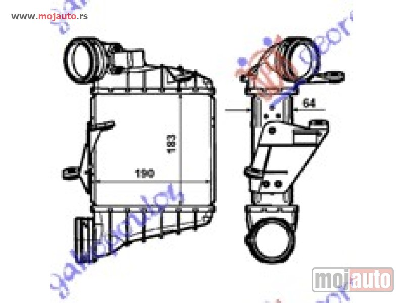 Glavna slika -  HLADNJAK INTERKULERA 1.9 TDi (183x187x64) Vw polo 02-05 -dostupno - MojAuto