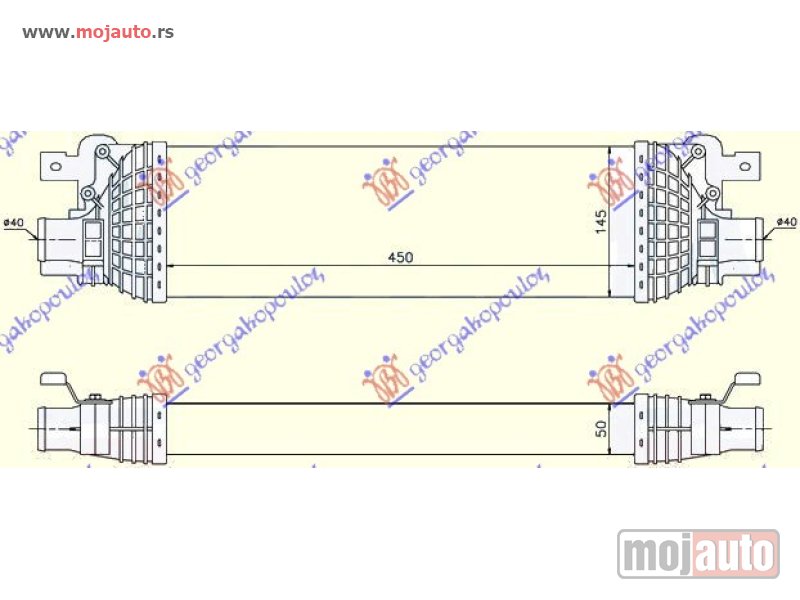 Glavna slika -  HLADNJAK INTERKULERA 1.4-1.6 TDCi (45x145x50) Ford fusion 02-12 -dostupno - MojAuto