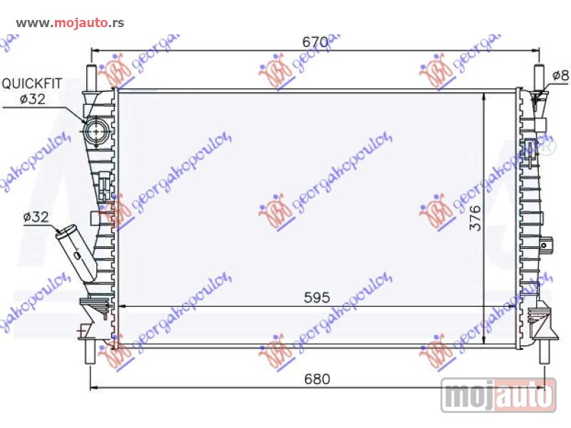 Glavna slika -  HLADNJAK MOTORA 1.6 TDCi (59x37.8x26) Ford fusion 02-12 -dostupno - MojAuto