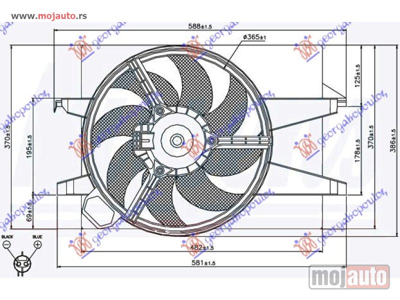 Glavna slika -  VENTILATOR KOMPLET (BENZIN/DIZEL) (-AC) (OKRUGLI KONEKTOR) Ford fusion 02-12 -dostupno - MojAuto