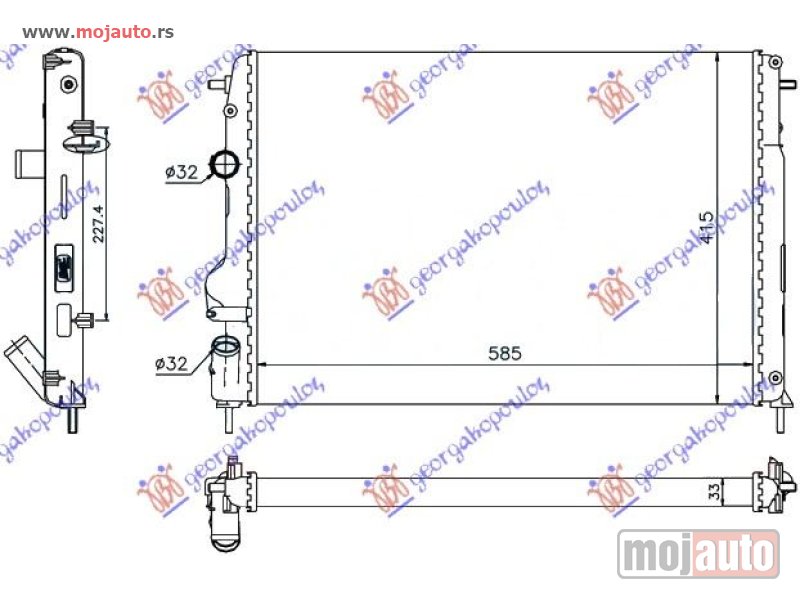 Glavna slika -  HLADNJAK MOTORA 1.6 BENZIN / 1.5 DCI (+AC) (58.5x41.5x34) Dacia sandero 08-12 -dostupno - MojAuto