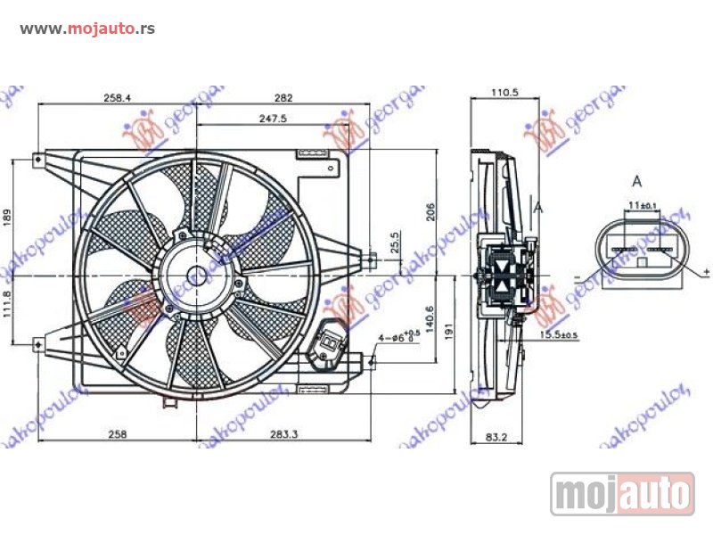 Glavna slika -  VENTILATOR KOMPLET (1.4/1.6) (38cm) Dacia sandero 08-12 -dostupno - MojAuto