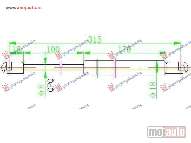 Glavna slika -  AMORTIZER GEPEK VRATA (SEDAN) (315L-420N) Nissan primera (p11) 99-01 -dostupno - MojAuto