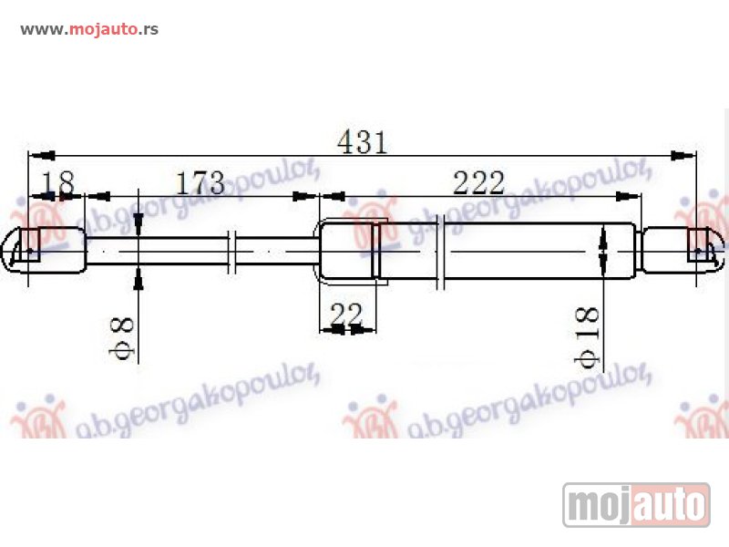 Glavna slika -  AMORTIZER GEPEK VRATA (430L-380N) Vw polo 99-01 -dostupno - MojAuto