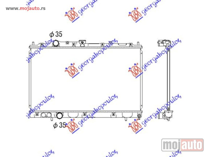 Glavna slika -  HLADNJAK MOTORA 1.3/1.5/1.6/1.4CC (37.5x66) Mitsubishi colt (cj1) 96-99 -dostupno - MojAuto