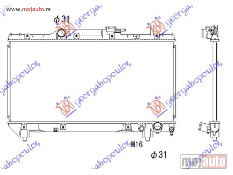 Glavna slika -  HLADNJAK MOTORA 2.0i 16V GT (32.5x66) Toyota carina e/corona sdn-l/b 96-01 -dostupno - MojAuto
