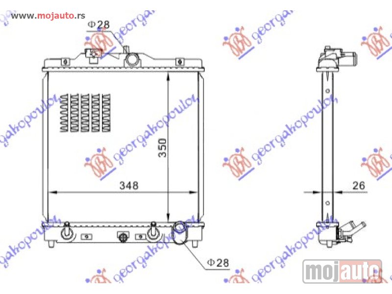 Glavna slika -  HLADNJAK MOTORA ZA SVE MODELE BENZIN (AUTO) (350x350x26) Honda civic sedan 99-00 -dostupno - MojAuto