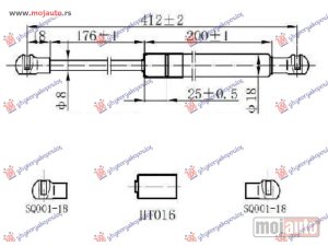 NOVI: delovi  AMORTIZER GEPEK VRATA (412L-340N) Renault clio 98-01 -nedostupno