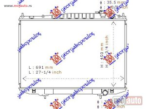 NOVI: delovi  HLADNJAK MOTORA (+/-AC) (45x68.5) Nissan p/u (d22) 2wd-4wd 98-01 -dostupno