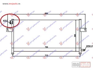 NOVI: delovi  HLADNJAK KLIME 2.4 BENZIN - 2.5 TD (733x330x16) CEV 15.2mm Nissan p/u (d22) 2wd-4wd 98-01 -dostupno