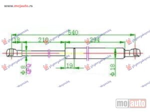 NOVI: delovi  AMORTIZER GEPEK VRATA (370?) Mercedes a class (w168) 98-04 -dostupno
