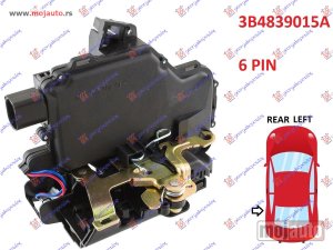 Glavna slika -  BRAVA ZADNJIH VRATA (CENTRALNO ZAKLJUCAVANJE) (6pins) (A KVALITET) Levo Seat leon 99-05 -dostupno - MojAuto