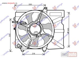 NOVI: delovi  VENTILATOR KOMPLET (BENZIN) (+/-AC) (DONJI NOSACI 215mm) Hyundai getz 02-05 -dostupno
