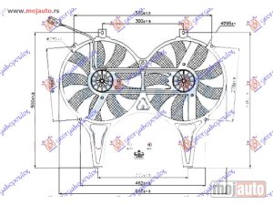 NOVI: delovi  VENTILATOR (DUPLI) KOMPLET (BENZIN/DIZEL) (295/295mm) (2 PIN) Mercedes e class (w210) 99-02 -dostupno