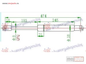 NOVI: delovi  AMORTIZER GEPEK VRATA (474L-420N) Renault clio 96-98 -dostupno