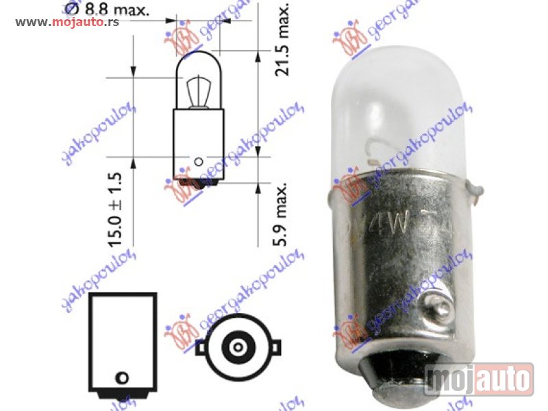 Glavna slika -  SIJALICA 12V 4W BA9s Lampe/xenon -dostupno - MojAuto