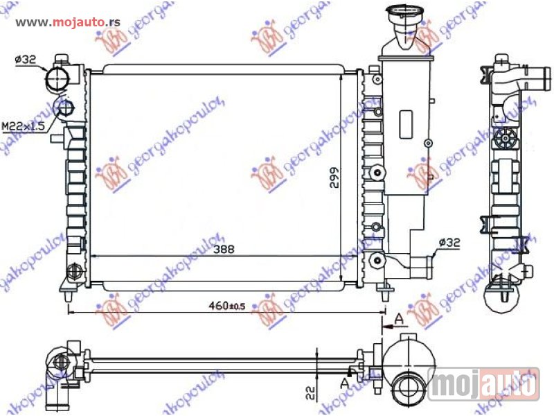 Glavna slika -  HLADNJAK MOTORA XN (39x32) Peugeot 106 96-03 -dostupno - MojAuto