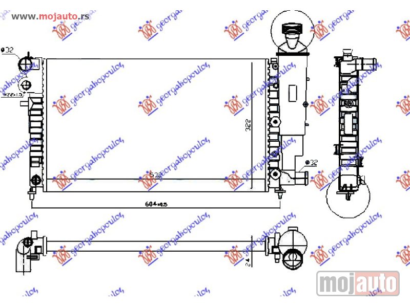 Glavna slika -  HLADNJAK MOTORA XN/XR RALLY (53x32) Peugeot 106 96-03 -dostupno - MojAuto
