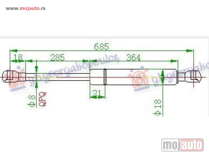 Glavna slika -  AMORTIZER HAUBE (685L-150N) Peugeot 106 96-03 -dostupno - MojAuto