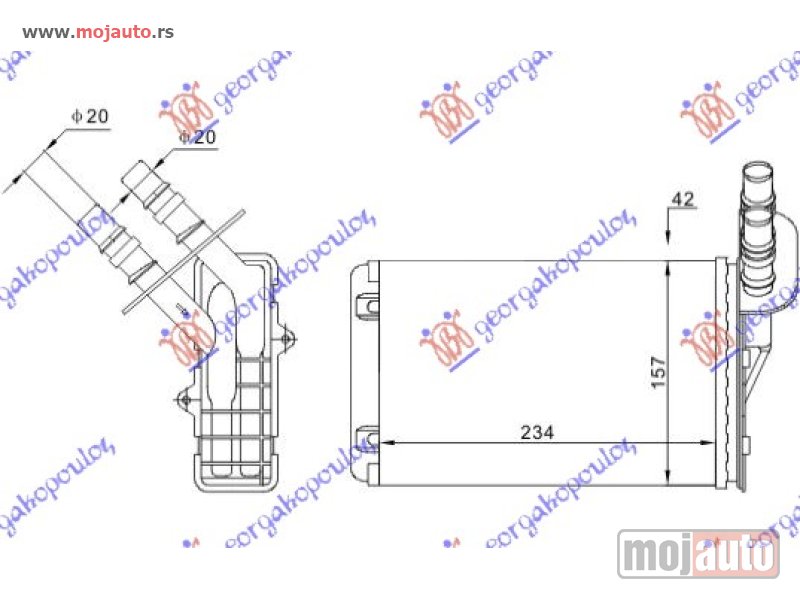 Glavna slika -  GREJAC KABINE (234x157) Renault clio 01-06/campus 04-/thalia 01- -dostupno - MojAuto