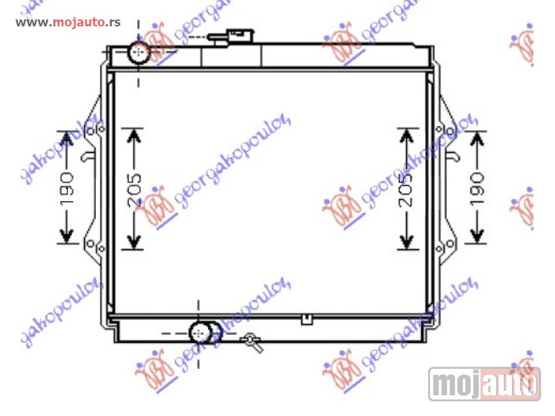 Glavna slika -  HLADNJAK MOTORA 2.4cc D (45x52.5x3.5) Toyota hi-lux (ln 145) 2wd 98-01 -dostupno - MojAuto