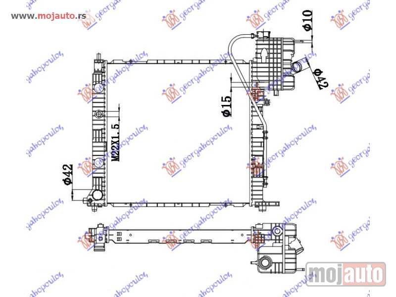 Glavna slika -  HLADNJAK MOTORA 2.2 CDI (MAN) (+AC) (57x56) 99-03 Mercedes vito (w638) 96-04 -dostupno - MojAuto