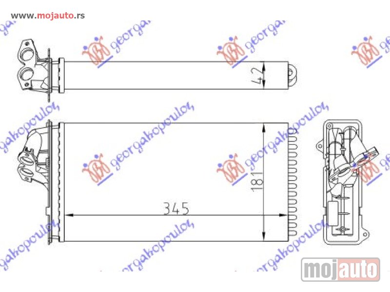 Glavna slika -  GREJAC KABINE (343x182) (TIP VALEO) Mercedes vito (w638) 96-04 -dostupno - MojAuto