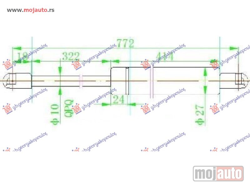 Glavna slika -  AMORTIZER GEPEK VRATA (772L-630N) Mercedes vito (w638) 96-04 -dostupno - MojAuto