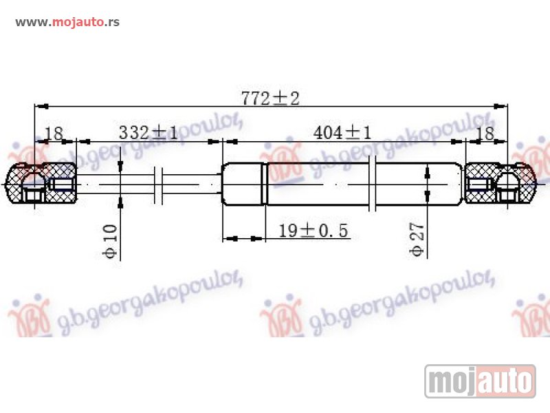 Glavna slika -  AMORTIZER GEPEK VRATA (772L-560N) Mercedes vito (w638) 96-04 -dostupno - MojAuto