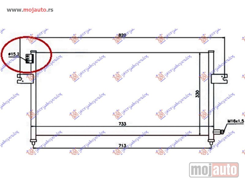 Glavna slika -  HLADNJAK KLIME 2.4 BENZIN - 2.5 TD (733x330x16) CEV 15.2mm Nissan p/u (d22) 2wd-4wd 98-01 -dostupno - MojAuto