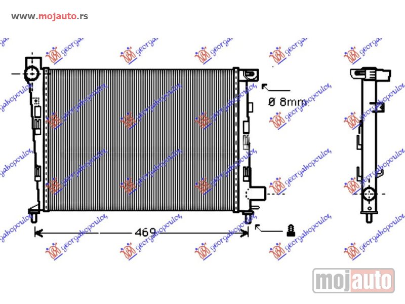 Glavna slika -  HLADNJAK MOTORA BENZIN (-AC) (400x375x27) BEZ POSUDE Mercedes a class (w168) 98-04 -dostupno - MojAuto