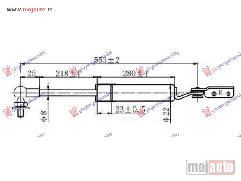 Glavna slika -  AMORTIZER GEPEK VRATA (553L-410N) Desno Subaru forester 02-08 -dostupno - MojAuto