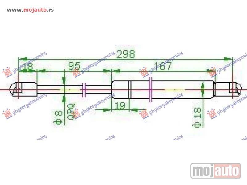 Glavna slika -  AMORTIZER GEPEK VRATA 00- (298L-650N) Audi a6 97-04 -dostupno - MojAuto