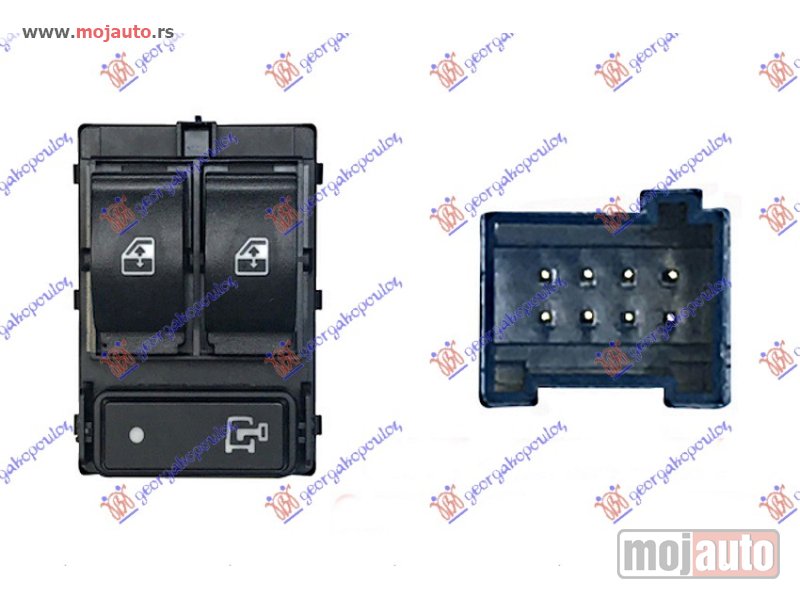 Glavna slika -  PREKIDAC U PREDNJIM VRATIMA (2 TASTERA) (CENTRALNO ZAKLJUCAVANJE) (8 PIN) Levo Peugeot boxer 06-14 -dostupno - MojAuto