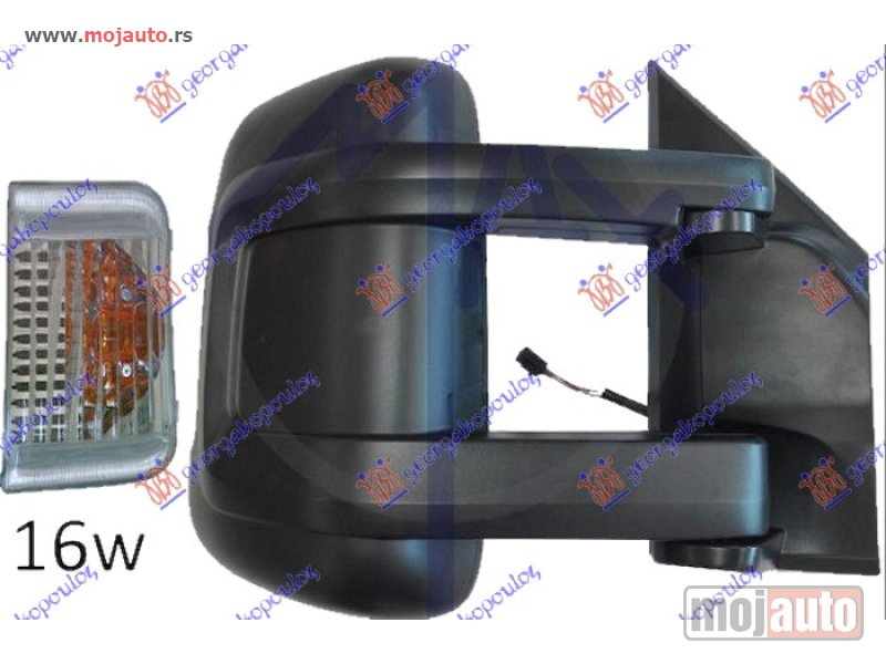 Glavna slika -  RETROVIZOR ELEKTRICNI SA GREJACEM DUGI (MIGAVAC) (POZICIONO SVETLO 16W) (KONVEKSNO STAKLO) Desno Peugeot boxer 06-14 -nedostupno - MojAuto