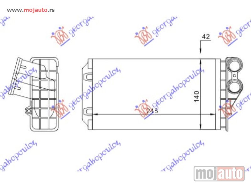 Glavna slika -  GREJAC KABINE (245x140) (TIP BEHR) Citroen c4 04-11 -dostupno - MojAuto