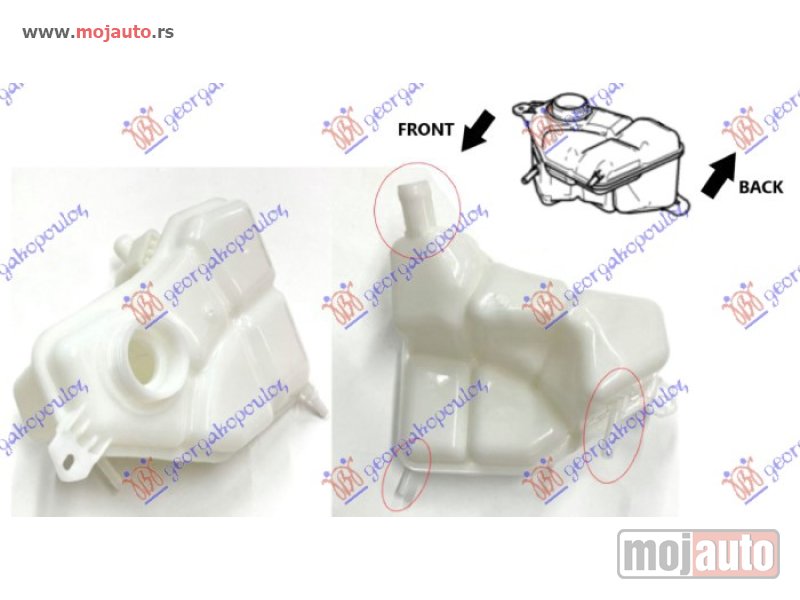 Glavna slika -  POSUDA ZA ANTIFRIZ (2 IZLAZNE CEVI NAPRED 1 POZADI) Ford fusion 02-12 -nedostupno - MojAuto