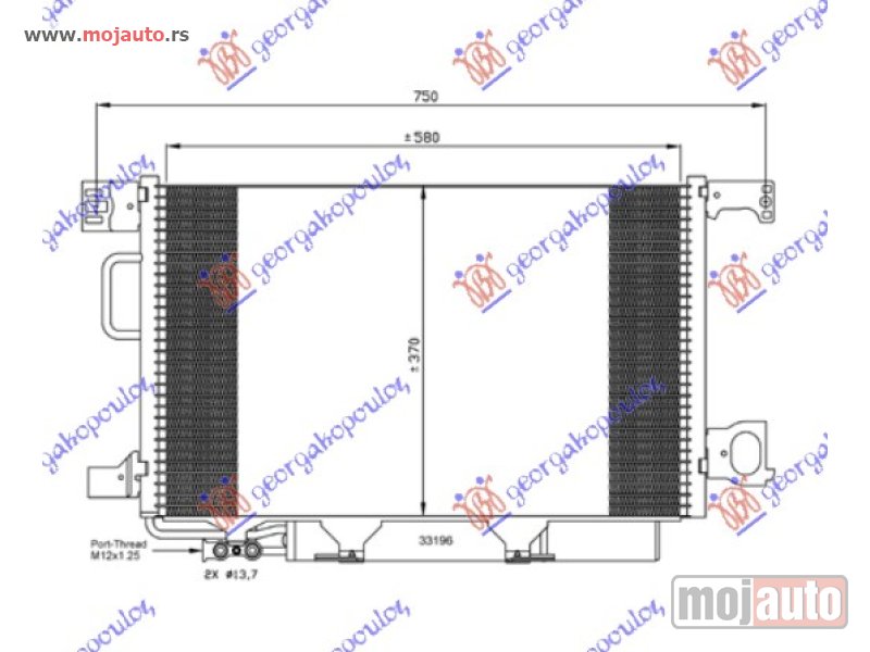 Glavna slika -  HLADNJAK KLIME BENZIN/DIZEL (590x375) VENTIL 12mm Mercedes clk (w209) 02-09 -dostupno - MojAuto