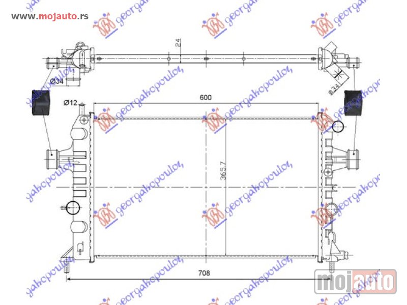 Glavna slika -  HLADNJAK MOTORA 1.4/1.6/1.8 (+AC) (60x37) Opel zafira 99-05 -dostupno - MojAuto