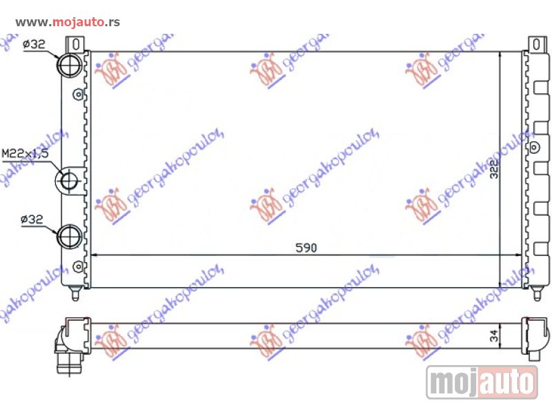 Glavna slika -  HLADNJAK MOTORA 1.6i 8V 1.9D (59x32) Skoda felicia 98-01 -dostupno - MojAuto