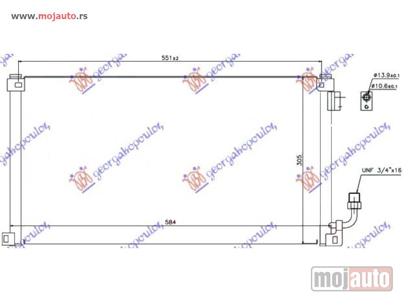 Glavna slika -  HLADNJAK KLIME (584x305x16) Peugeot 106 96-03 -dostupno - MojAuto