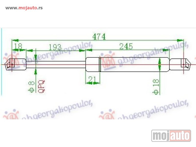 Glavna slika -  AMORTIZER GEPEK VRATA (474L-420N) Renault clio 96-98 -dostupno - MojAuto