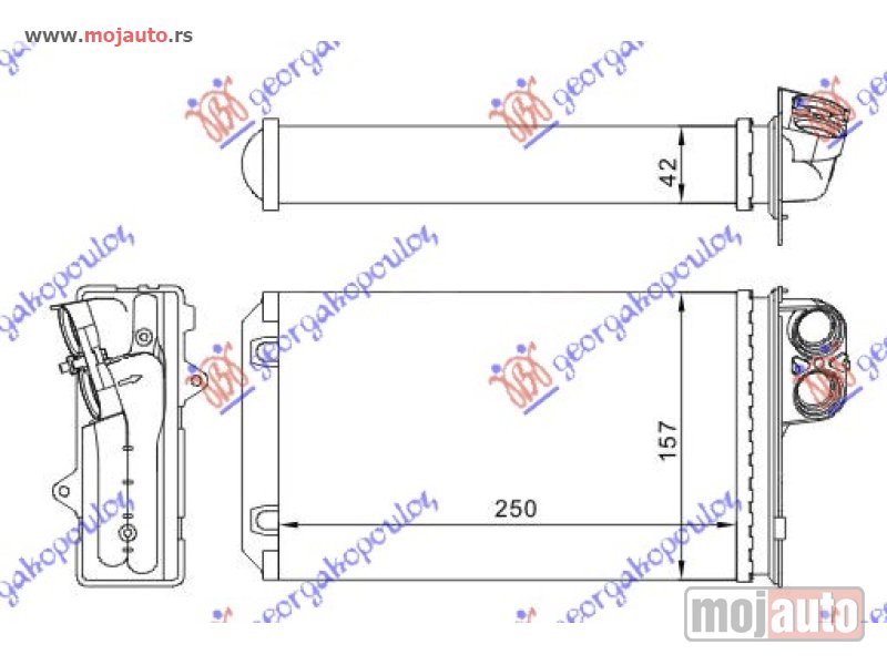 Glavna slika -  GREJAC KABINE (250x157) 99- (VALEO TIP) (BEZ CEVI) Peugeot 406 coupe 96-05 -dostupno - MojAuto