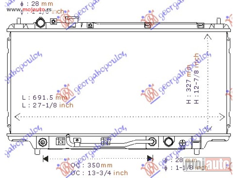 Glavna slika -  HLADNJAK MOTORA 1.3/1.5 16V 1.6/1.8i (32.5x68) Mazda 323 sdn 97-98 -dostupno - MojAuto